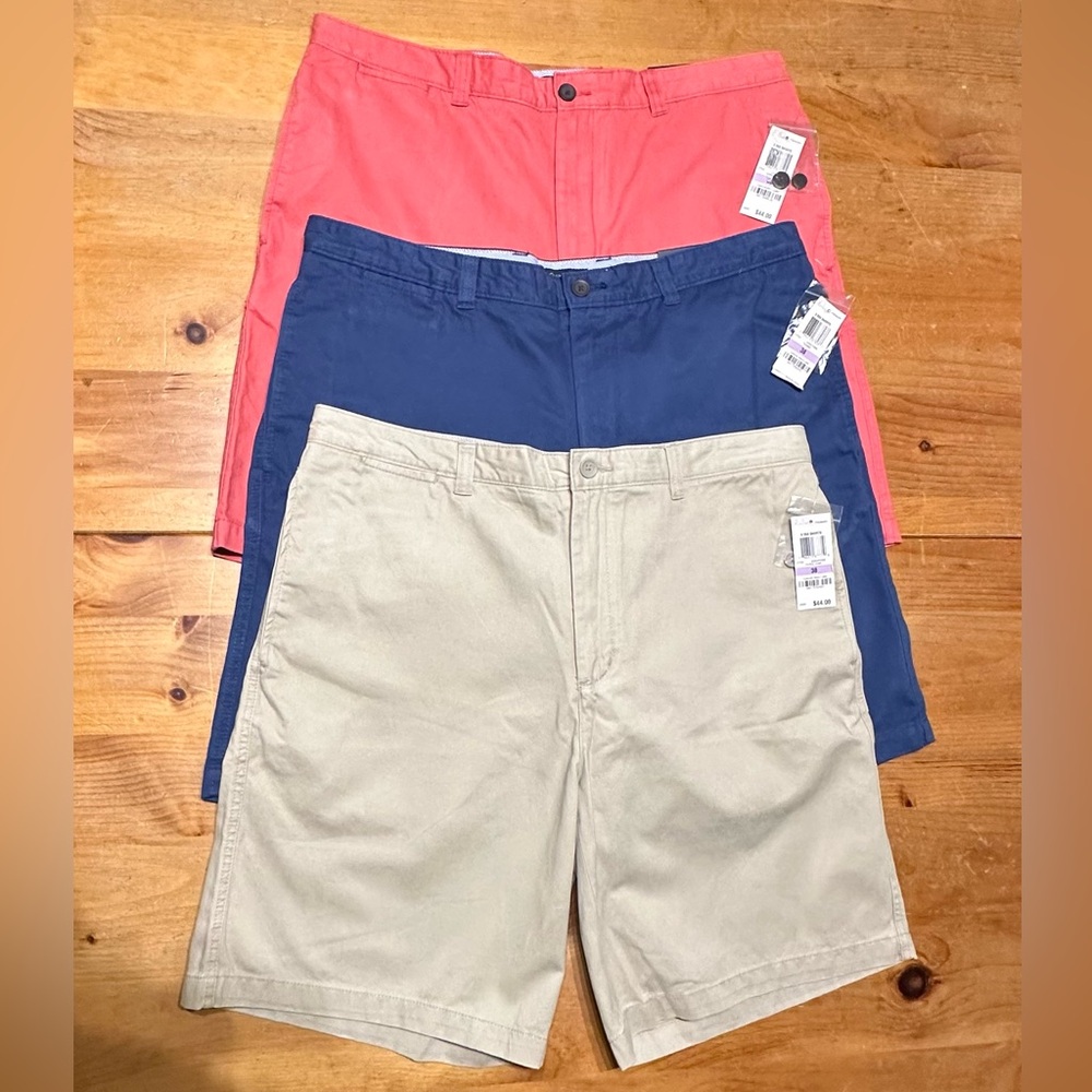 New 3 Pairs Men’s Club Room Flat Front Shorts, 38” waist.